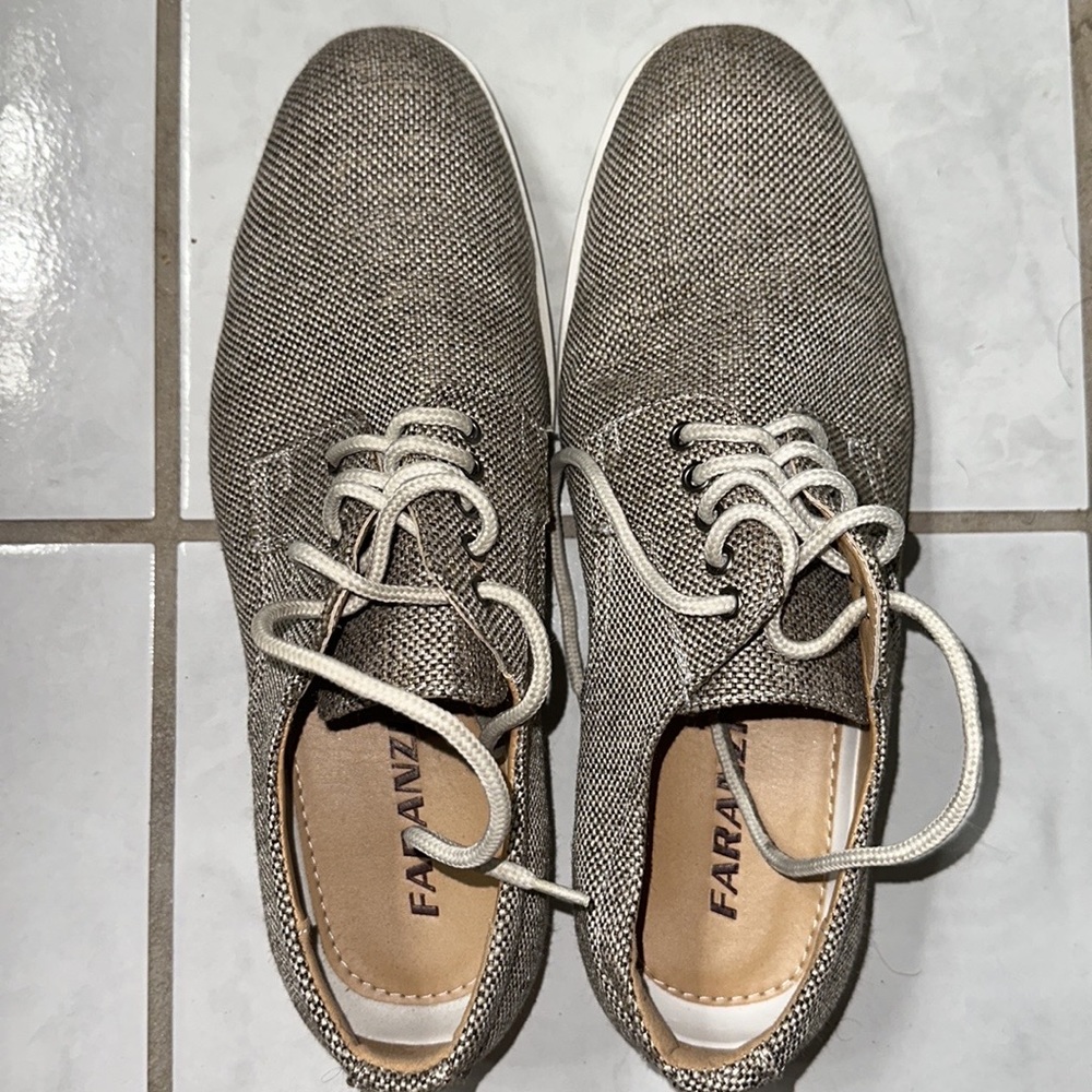 Faranzi Mens size 11 FY88B Tan Cloth Multi-colored Tweed Oxford.